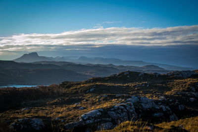 Scenic view of mountains against sky