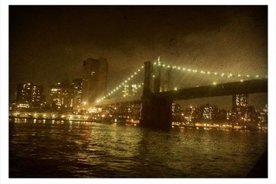 Bridge over river at dusk