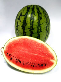 Close-up of strawberry against white background