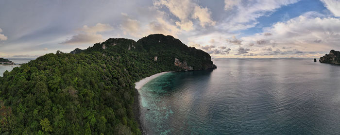 Panoramic view of sea against sky during sunset