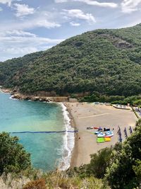 High angle view of beach against sky