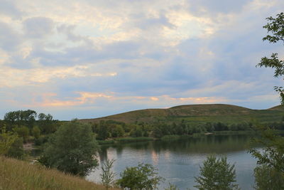 Scenic view of lake against sky