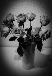 Close-up of wilted rose in vase