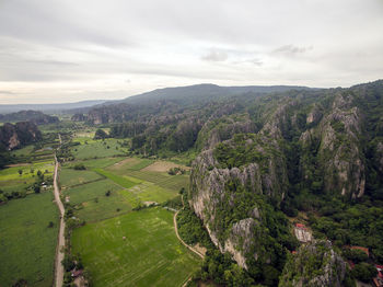 High angle view of landscape against sky