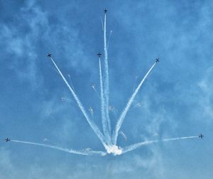 Aerial view of vapor trails in sky