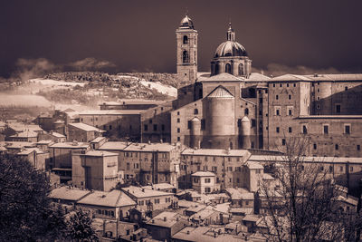 View of old building in city against sky