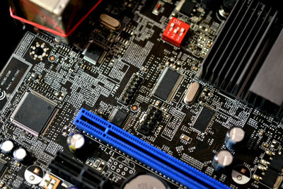 Electronic microcircuits close-up. many micronutrients on the board