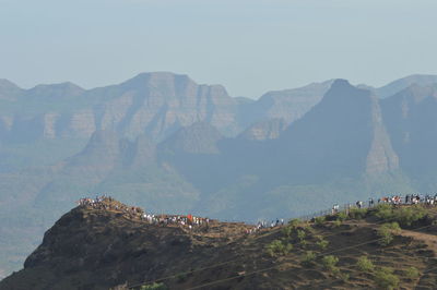 Scenic view of mountains against clear sky