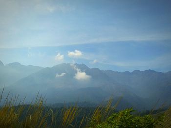 Scenic view of mountains against sky