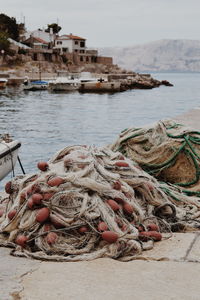 Fishing net at harbor