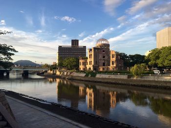 Reflection of buildings in water