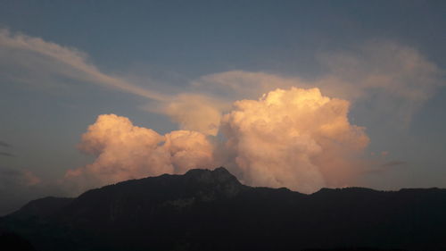 Low angle view of silhouette mountain against sky during sunset