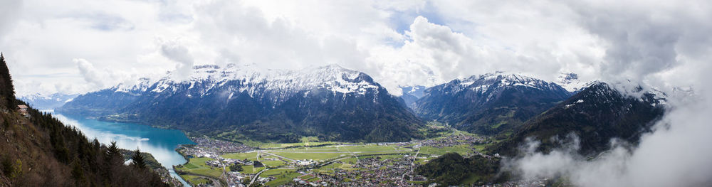 Panoramic view of majestic mountains against sky