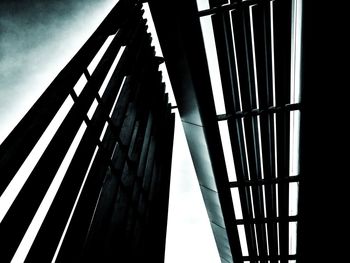 Low angle view of suspension bridge against clear sky