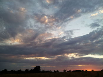 Scenic view of landscape against sky at sunset