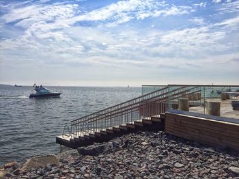 Scenic view of sea against cloudy sky