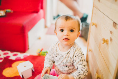 Portrait of cute girl at home