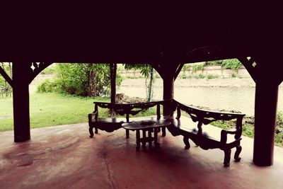 Empty bench in park