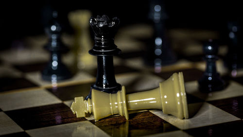 Close-up of chess pieces