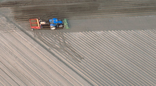 High angle view of vehicles on road