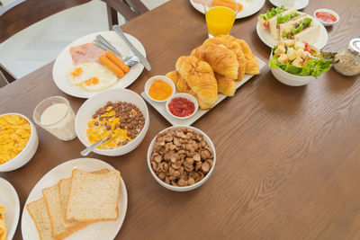 High angle view of food on table