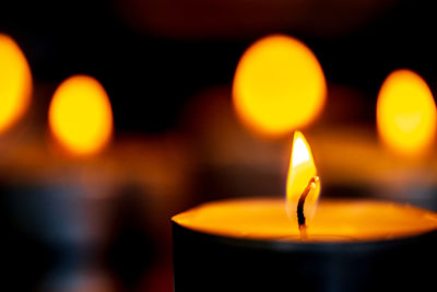 Close-up of lit candles