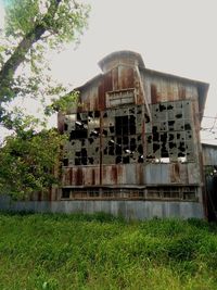 Abandoned building against clear sky