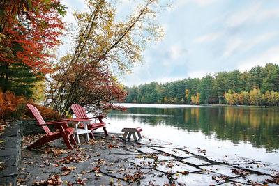 Scenic view of lake against sky