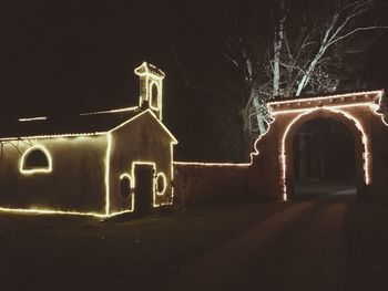 Illuminated building at night