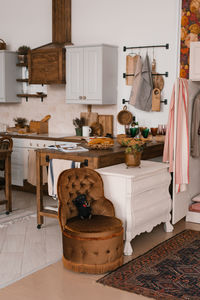 Wooden kitchen in light and dark colors in a scandinavian style