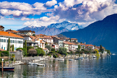 The town of ossuccio, on lake como, and a section of the greenway, photographed in summer.