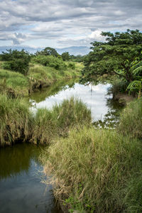 Scenic view of lake against sky