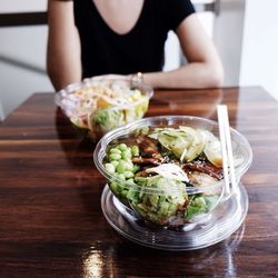 Close-up of serving food in plate