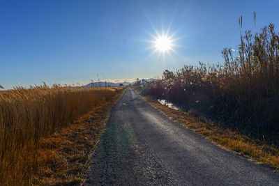 Road amidst field against sky