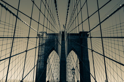 Low angle view of suspension bridge