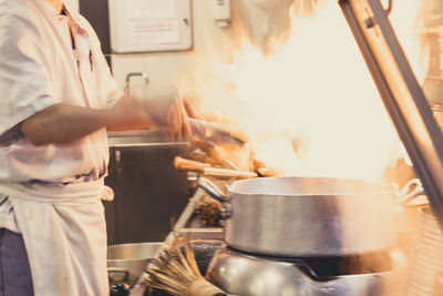 Man preparing food in restaurant