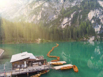 Scenic view of lake by trees