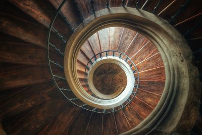 Directly below shot of spiral staircase