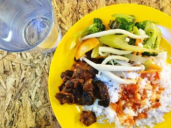 High angle view of meal served in plate