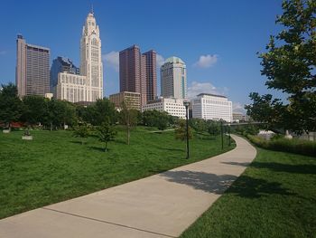 View of modern buildings against sky