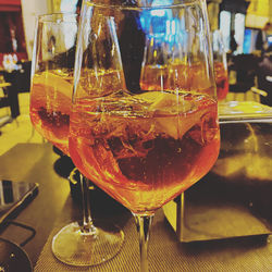 Close-up of wine glass on table in restaurant