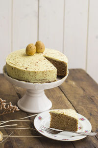 Close-up of cake on table