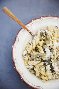 Bowl of pasta with artichoke