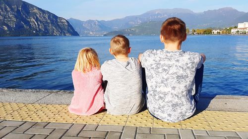 Rear view of woman looking at sea