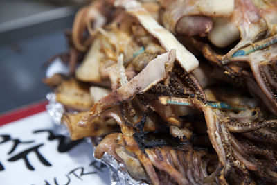 Close-up of dried squid