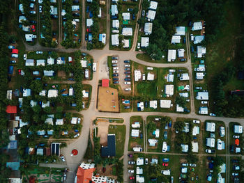 High angle view of chess pieces