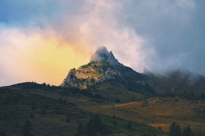 Scenic view of mountains against sky