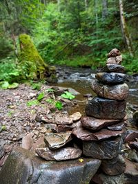Stack of stones in forest
