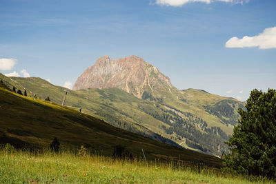 Scenic view of landscape and mountains against sky