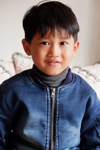 Portrait of cute boy at home